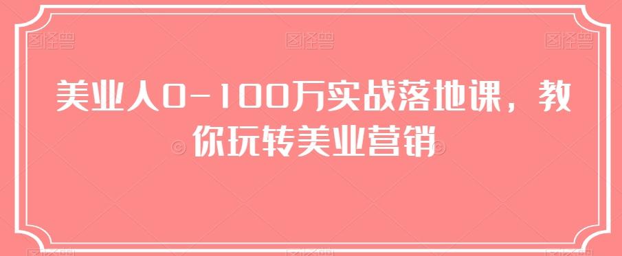 美业人0-100万实战落地课，教你玩转美业营销-汉兴项目网创资源网