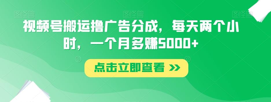 视频号搬运撸广告分成，每天两个小时，一个月多赚5000+-汉兴项目网创资源网