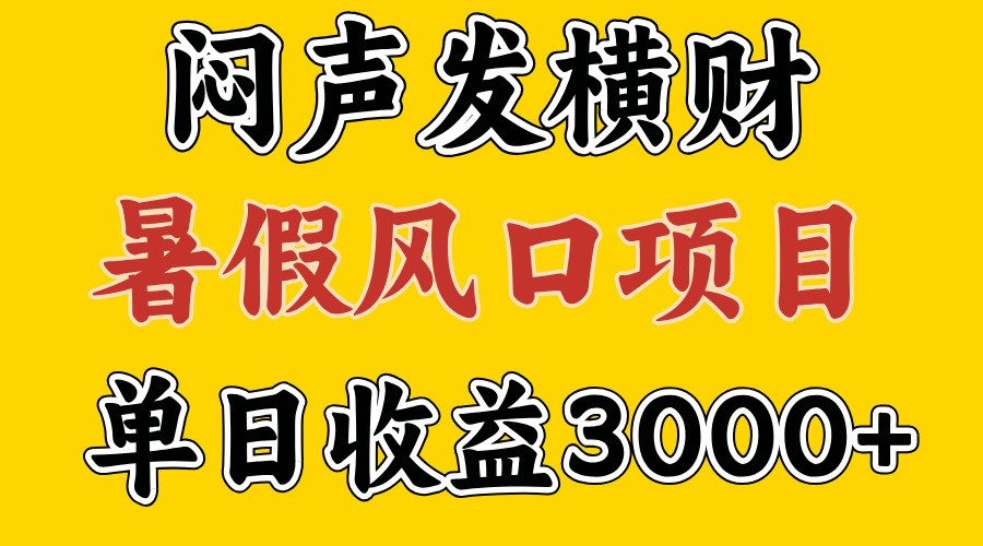 30天赚了7.5W 暑假风口项目，比较好学，2天左右上手-汉兴项目网创资源网