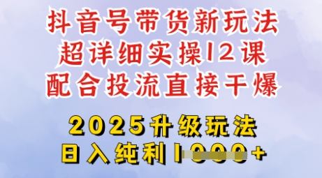 2025全新升级抖音带货玩法，一天纯利四位数，从剪辑到选品再到发布投流，超详细玩法揭秘-汉兴项目网创资源网