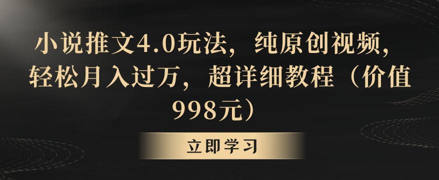 小说推文4.0玩法，纯原创视频，轻松月入过万，超详细教程(价值998元)【揭秘】-汉兴项目网创资源网