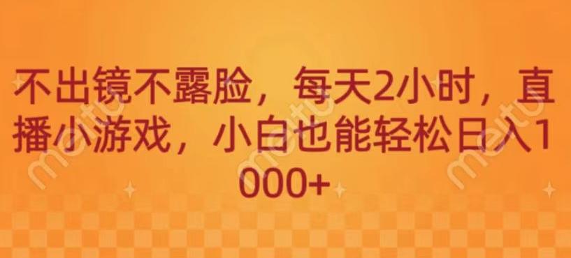 不出镜不露脸，每天2小时，直播小游戏，小白也能轻送日入1000+-汉兴项目网创资源网