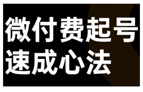 微付费起号速成课，视频号直播+抖音直播，微付费起号速成心法-汉兴项目网创资源网