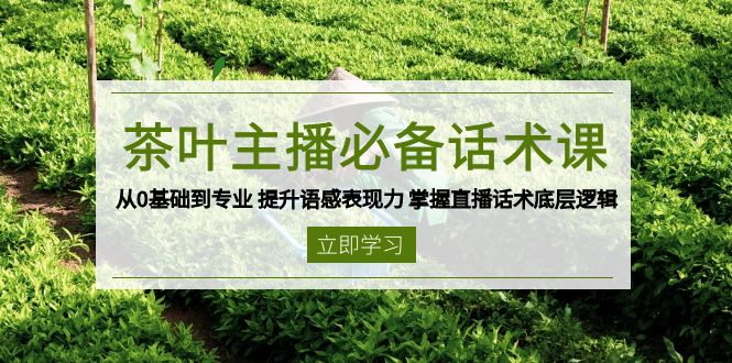 茶叶 主播必备话术课 从0基础到专业 提升语感表现力 掌握直播话术底层逻辑-汉兴项目网创资源网