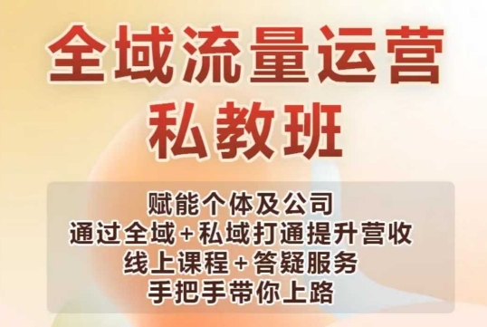 全域流量运营操盘课，赋能个体及公司通过全域+私域打通提升营收-汉兴项目网创资源网