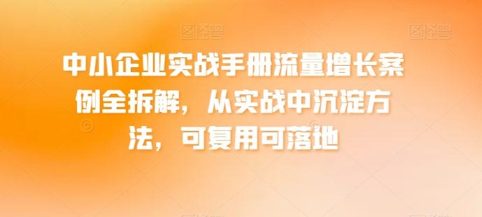 中小企业实战手册流量增长案例全拆解，从实战中沉淀方法，可复用可落地-汉兴项目网创资源网