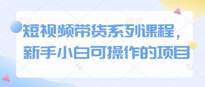 短视频带货系列课程，新手小白可操作的项目-汉兴项目网创资源网